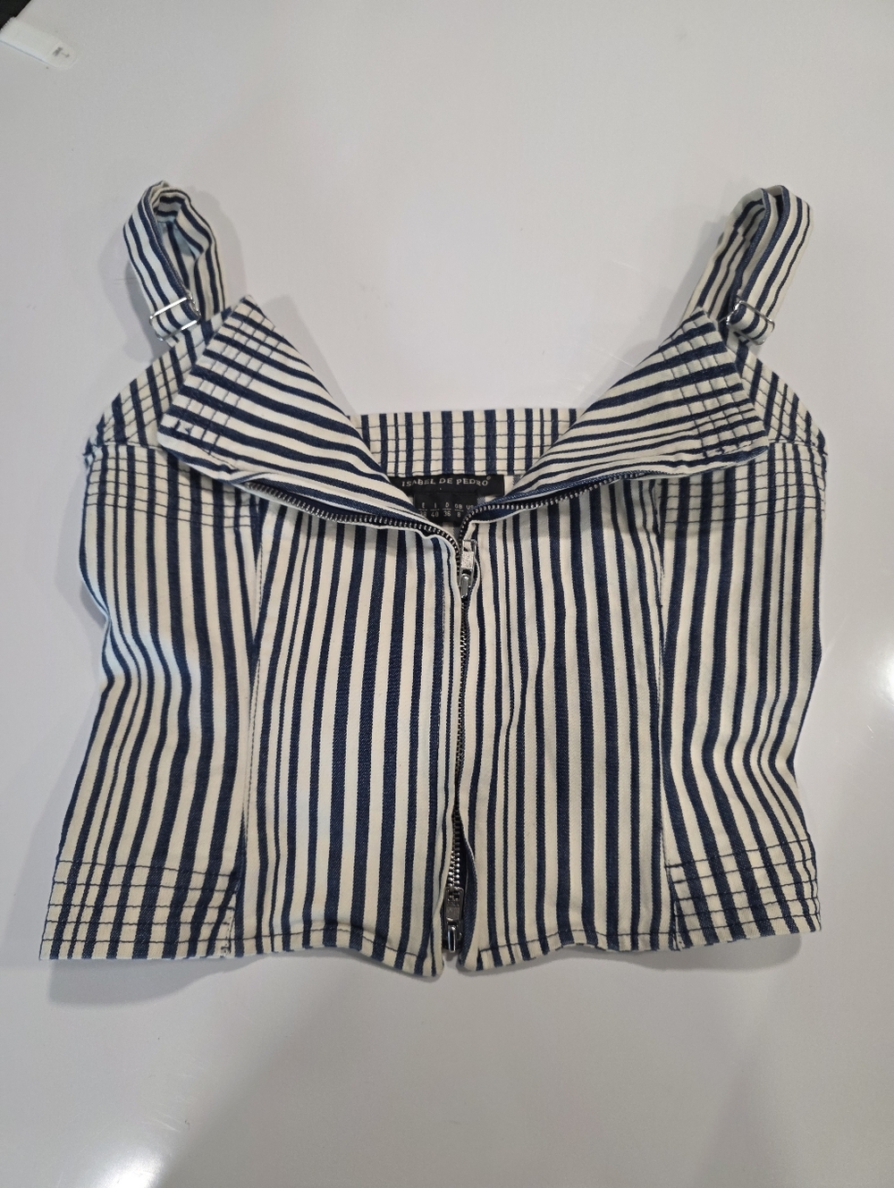 Isabel de Pedro Spain Striped Stretch Denim Corset & Bolero Set US 4 - Picture 14 of 16